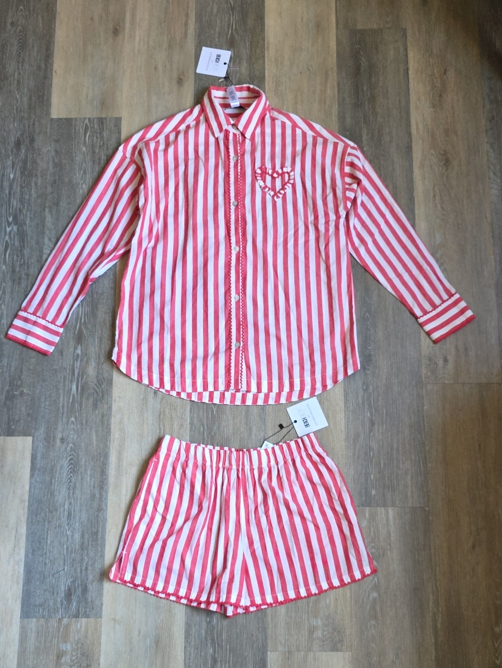 Anthropologie Beach Riot Matching Set Pink & White Striped Women's Resort Wear.
